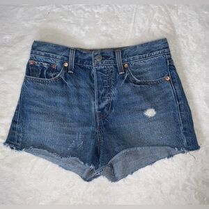 Levi's Cut Off Jean Shorts 26 Denim Blue High Rise button fly